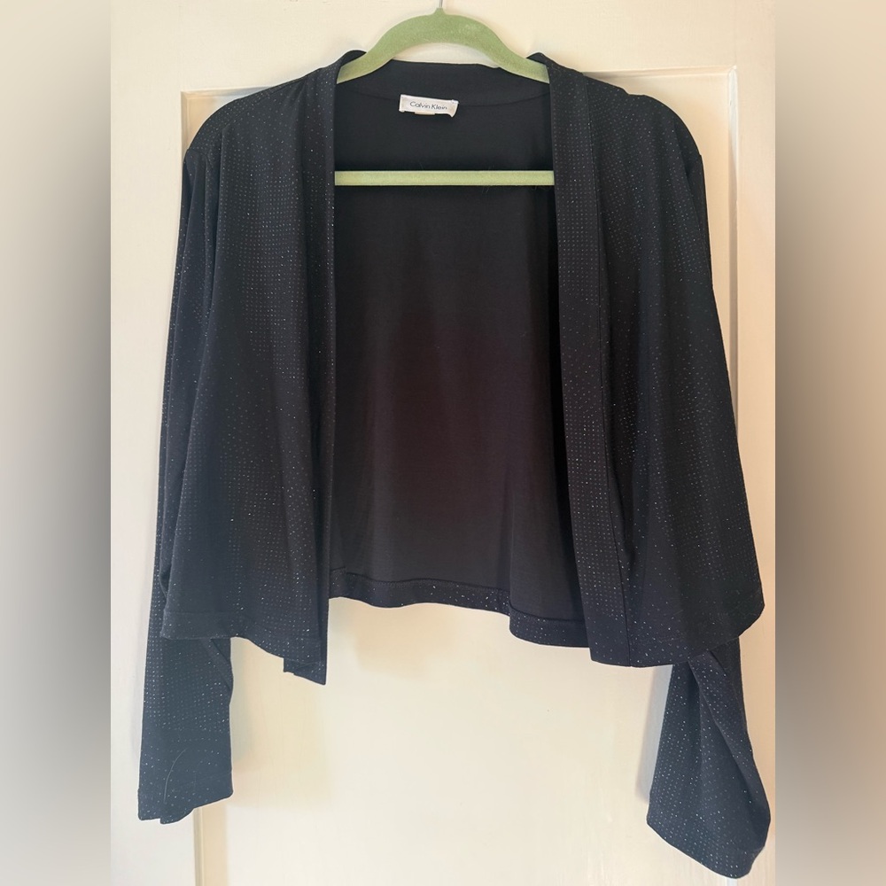 Calvin Klein Dotted Black Women's Dress Shrug Sweater - Size 1X